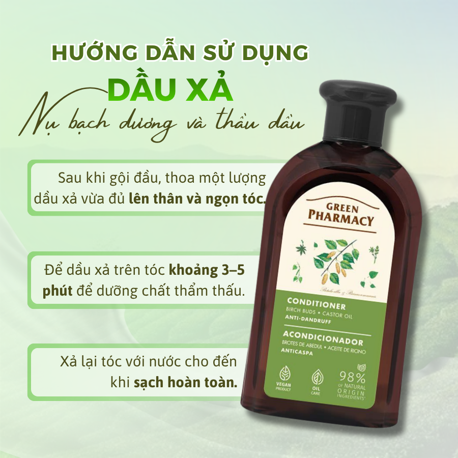 Dầu Xả Nụ Bạch Dương & Thầu Dầu Green Pharmacy 300ml Giúp Ngăn Ngừa Gãy Rụng Và Dưỡng Tóc Suôn Mượt - Ảnh 5