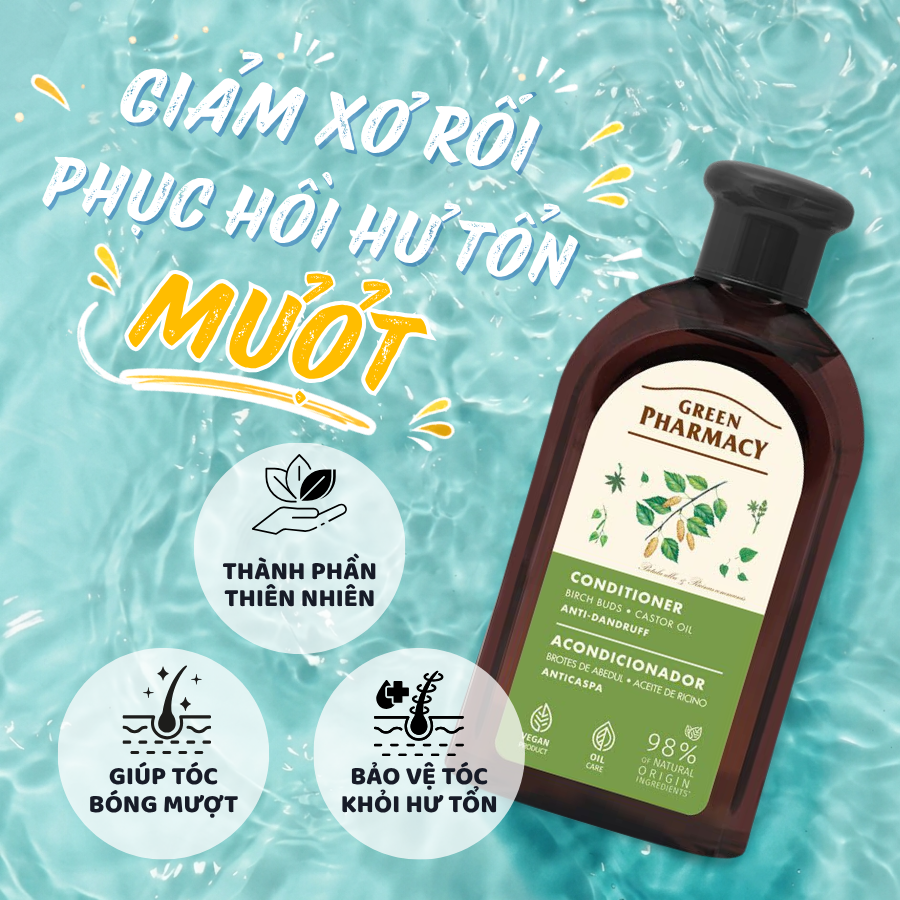 Dầu Xả Nụ Bạch Dương & Thầu Dầu Green Pharmacy 300ml Giúp Ngăn Ngừa Gãy Rụng Và Dưỡng Tóc Suôn Mượt - Ảnh 8