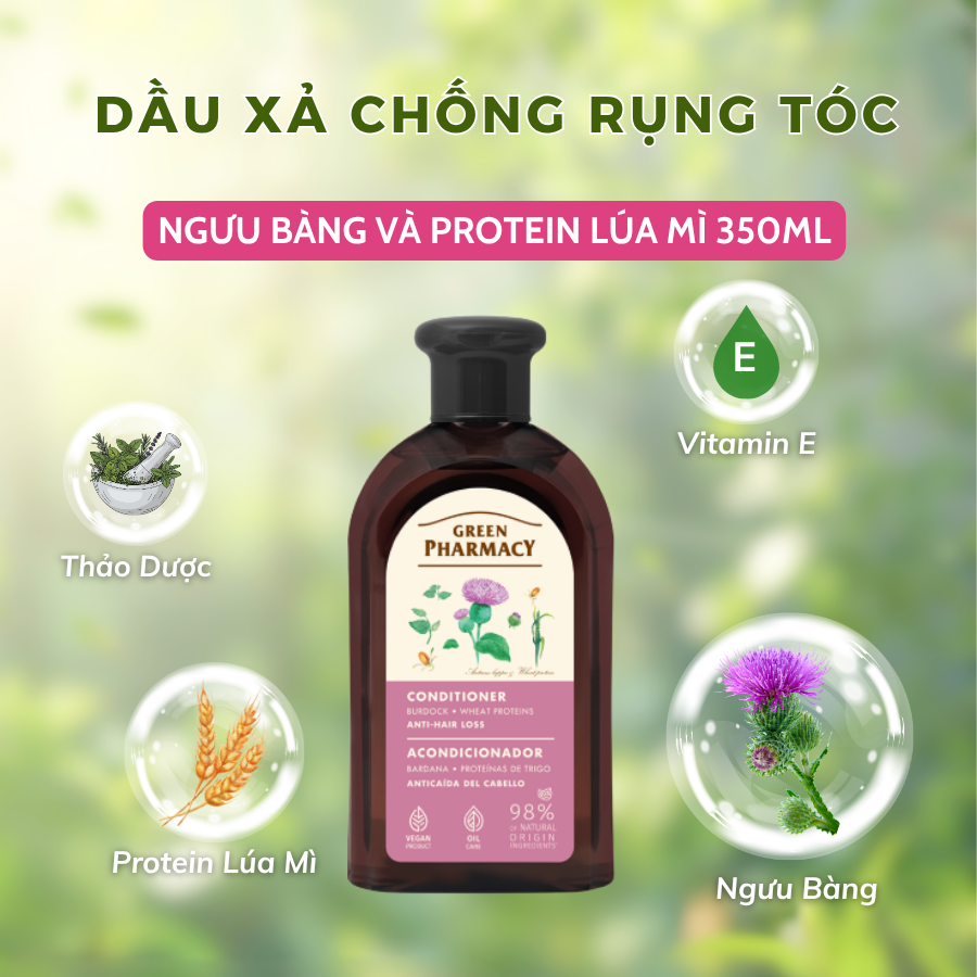 Dầu Xả Green Pharmacy Cây Ngưu Bàng & Protein Lúa Mì Hỗ Trợ Mọc Tóc Và Phục Hồi Tóc Yếu 300ml - Ảnh 2