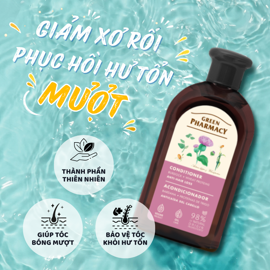 Dầu Xả Green Pharmacy Cây Ngưu Bàng & Protein Lúa Mì Hỗ Trợ Mọc Tóc Và Phục Hồi Tóc Yếu 300ml - Ảnh 7