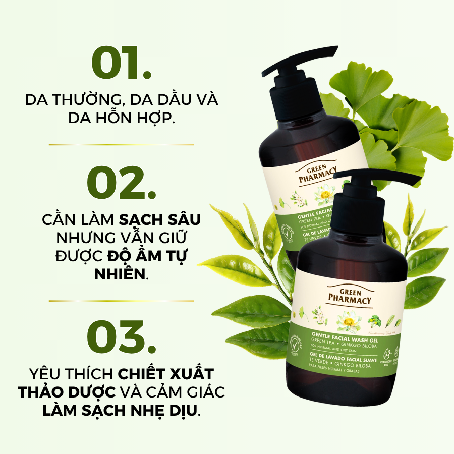 Gel Rửa Mặt Green Pharmacy Trà Xanh & Lá Bạch Quả 270ml - Sữa Rửa Mặt Kiềm Dầu, Cho Da Dầu Mụn - Ảnh 6