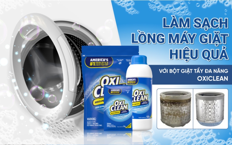 OxiClean vệ sinh lồng máy giặt hiệu quả