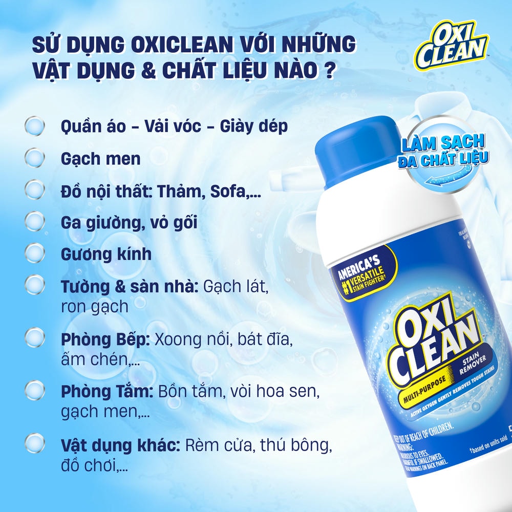 TẨY ĐA NĂNG AN TOÀN OXICLEAN MULTI – PURPOSE STAIN REMOVER Chai 500G - Ảnh 3