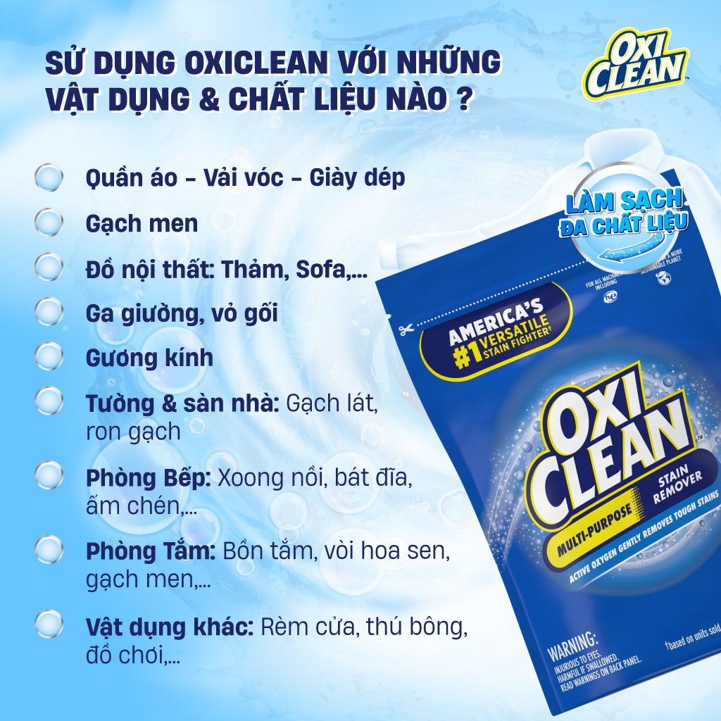 TẨY ĐA NĂNG AN TOÀN OXICLEAN MULTI – PURPOSE STAIN REMOVER Túi 1 KG - Ảnh 3